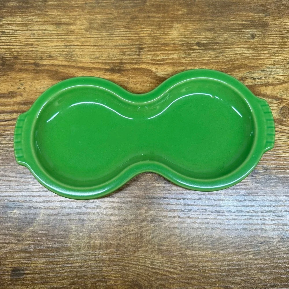 Fiesta Green Creamer Sugar Relish Tray Peanut Dish Scalloped Handles